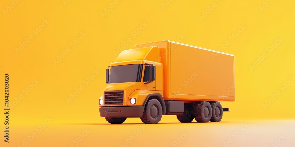 A striking 3D icon of a delivery truck, emphasizing its cargo capacity and streamlined shape, isolated against a bright backdrop A striking 3D icon of a delivery truck, emphasizing its cargo capacity and streamlined shape, isolated against a bright backdrop