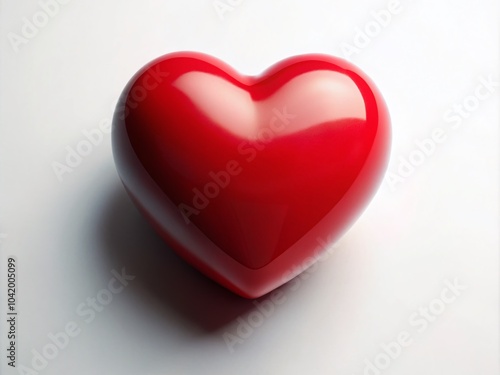 Romantic Red Heart on White Background for Valentine's Day Celebration