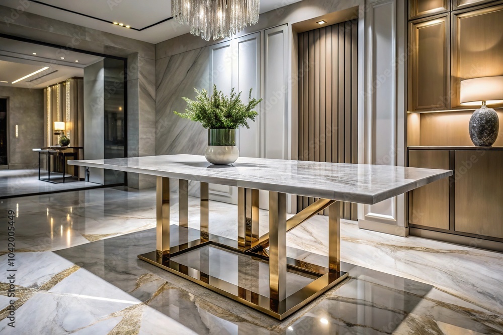Obraz premium Reflected contemporary table on high end marble surface