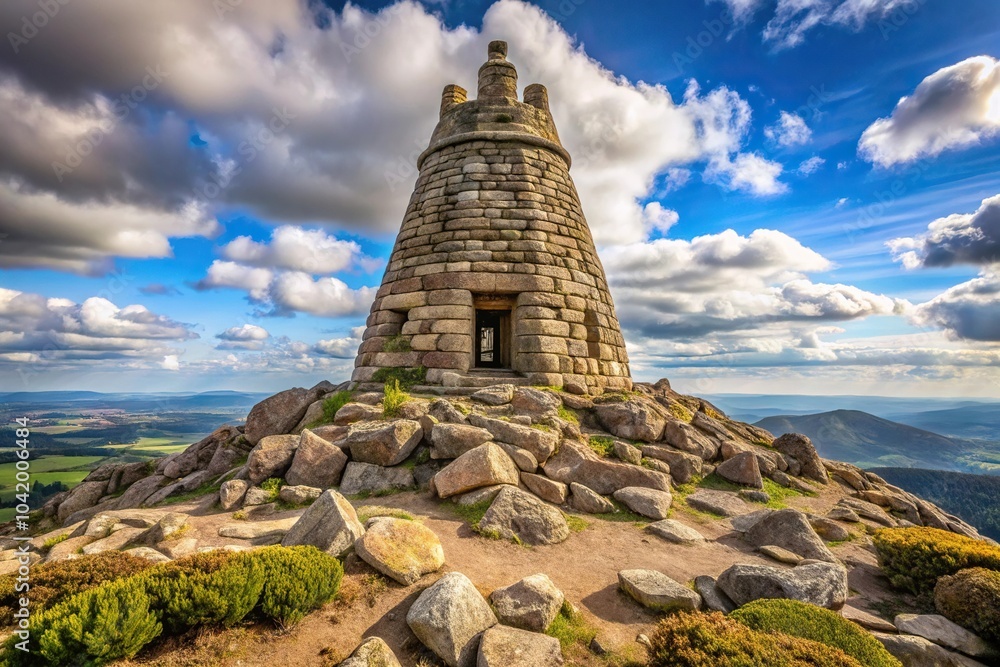 Symmetrical mountain top view of Bennachie in Aberdeenshire, Scotland, UK Symmetrical mountain top view of Bennachie in Aberdeenshire, Scotland, UK