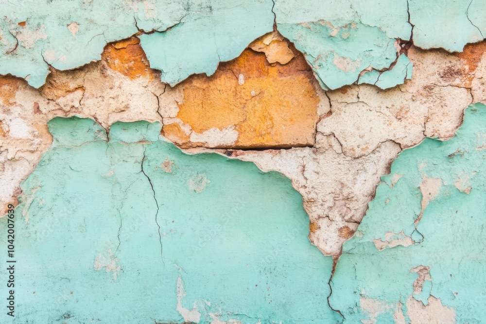Obraz premium Cracked and Peeling Blue Wall
