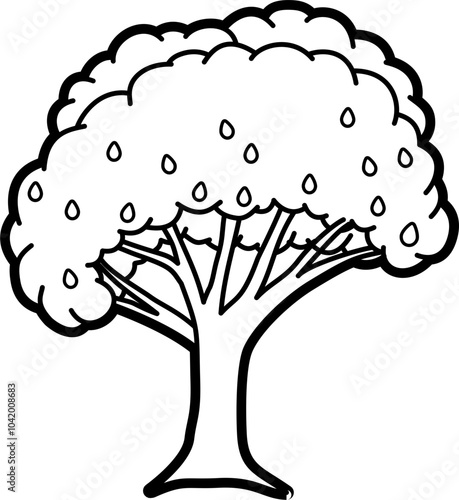 Guava tree outline illustration vector