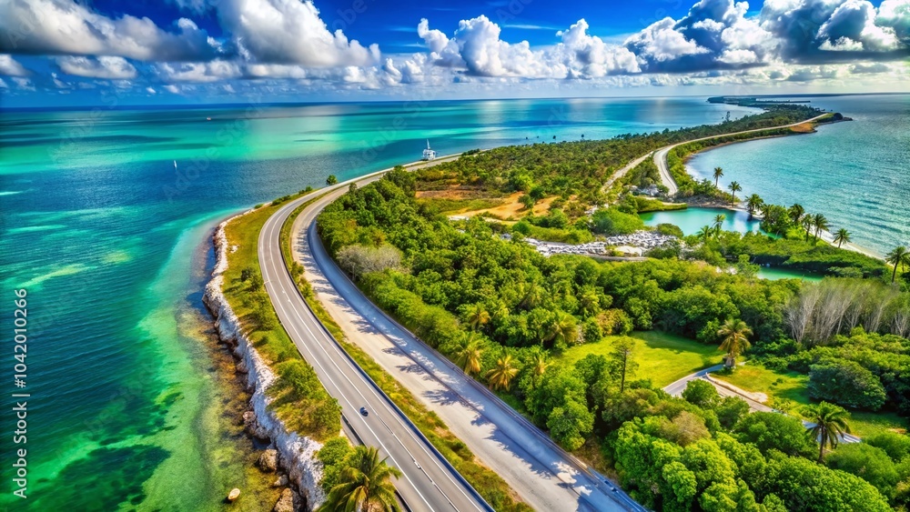Obraz premium Scenic Drone View of Old Road Leading to Key West, Florida for Travel Enthusiasts