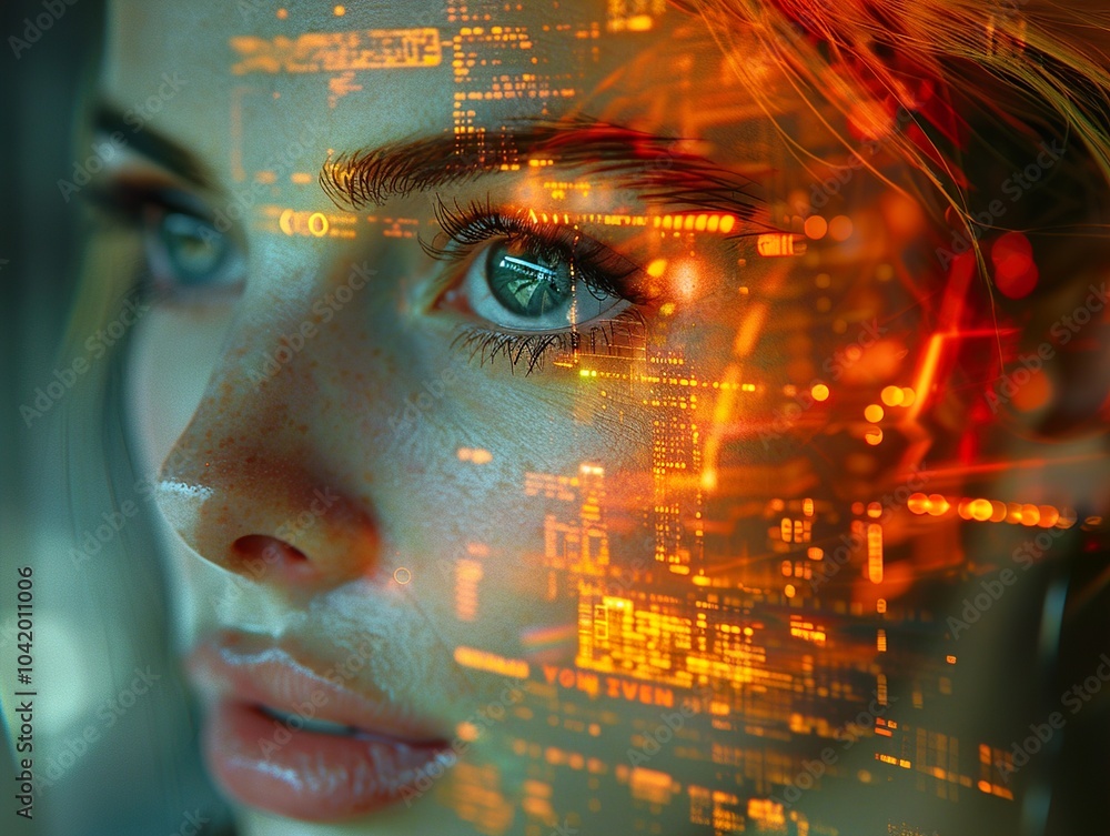 Digital Portrait of a Woman with Glowing Eyes Digital Portrait of a Woman with Glowing Eyes