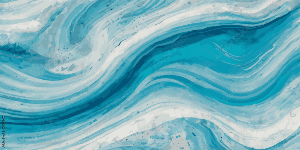 Obraz premium Vector watercolor ocean wave line blue and white background. Ocean sea art with natural template. Seamless soft blue ocean pattern wave water background. 