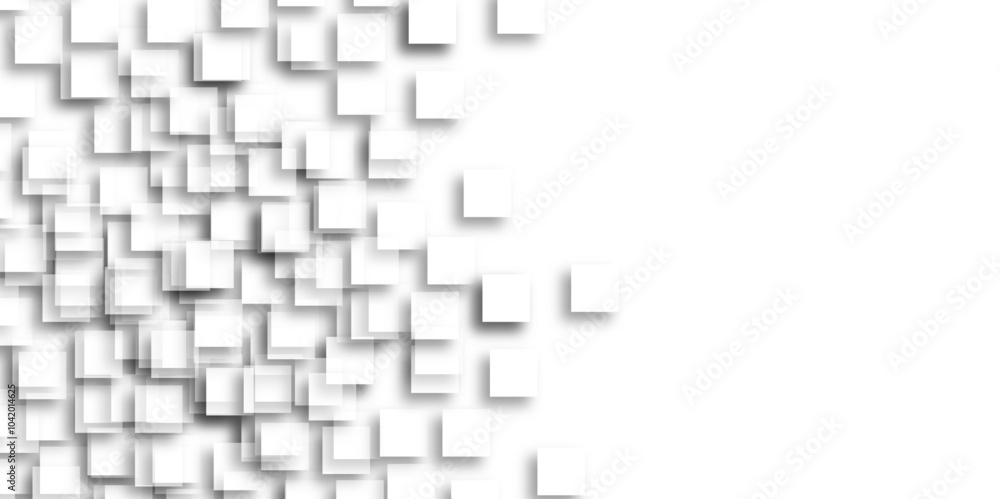 Fototapeta premium Abstract design with white transparent material in triangle and square shapes. vector illustration, White Business Style Background white paper texture and business, card, flyer, wallpaper design .