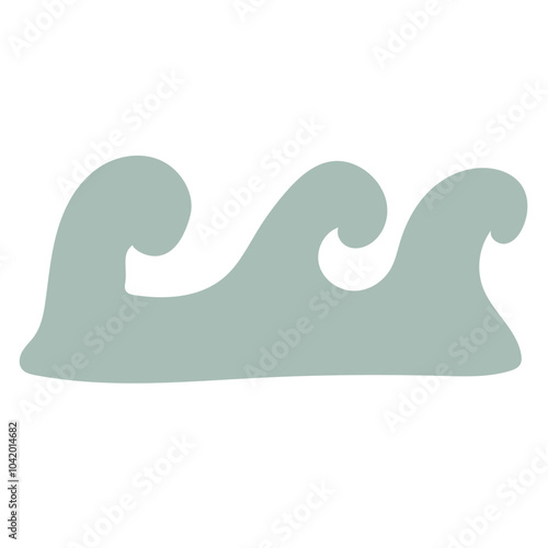 Ocean Waves Boho Style Icon. Simple Aesthethic Hand Drawn Vector Illustration.