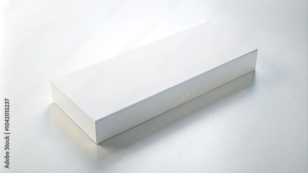Depth of Field white wide thin rectangle box from top front side angle Depth of Field white wide thin rectangle box from top front side angle
