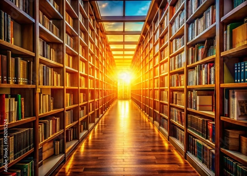 Wallpaper Mural Serene Library Corridor with Sunlight | Architectural Photography for Peaceful Reading Spaces Torontodigital.ca