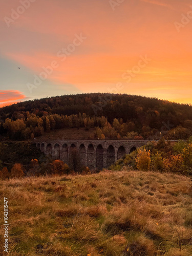 viaduct / bridge in the sunset