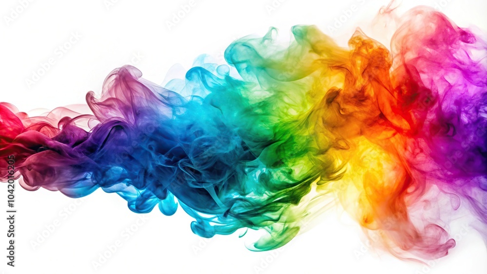 Vivid colored smoke against white background, low angle view Vivid colored smoke against white background, low angle view
