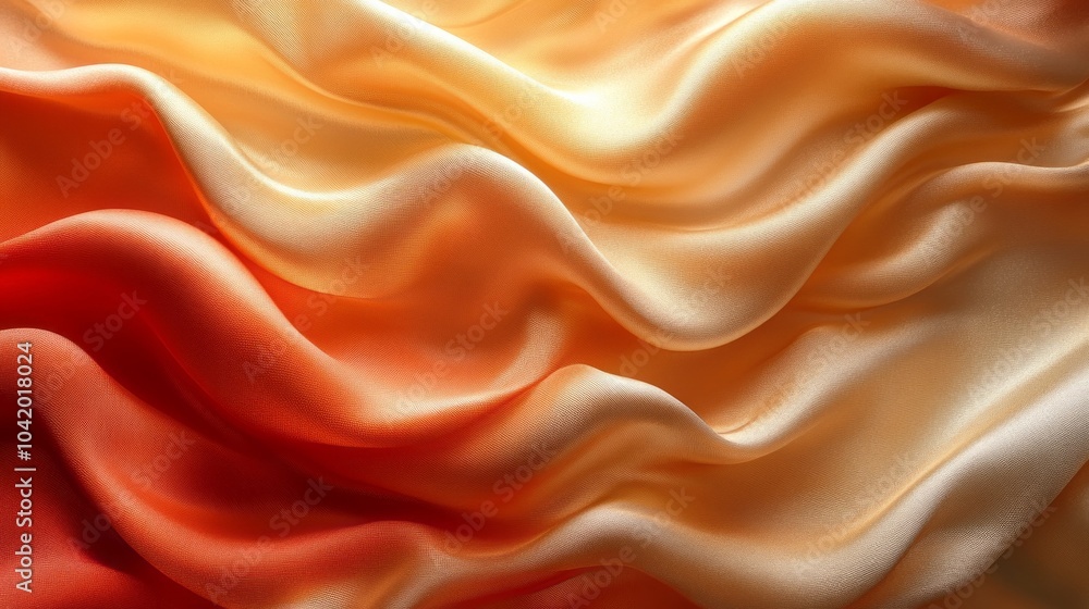 A piece of orange fabric with a wave pattern A piece of orange fabric with a wave pattern
