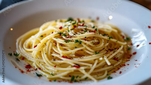 Savor the Flavors of Authentic Italian Spaghetti Aglio e Olio: A Culinary Delight with Garlic and Olive Oil photo