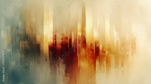 Panel kuchenny z motywem A calming, abstract cityscape with a blend of soft, muted tones.