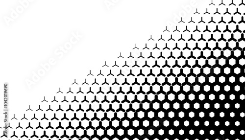 Black and white diagonal transition pattern with geometric shapes. Fully editable vector element. Vector Format Illustration 