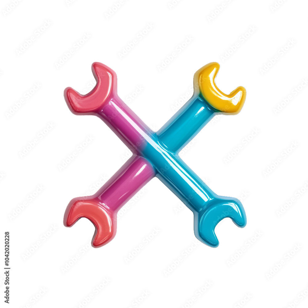 3D wrench crossed emoji in bright colors isolated on a transparent background for Labor Day 3D wrench crossed emoji in bright colors isolated on a transparent background for Labor Day