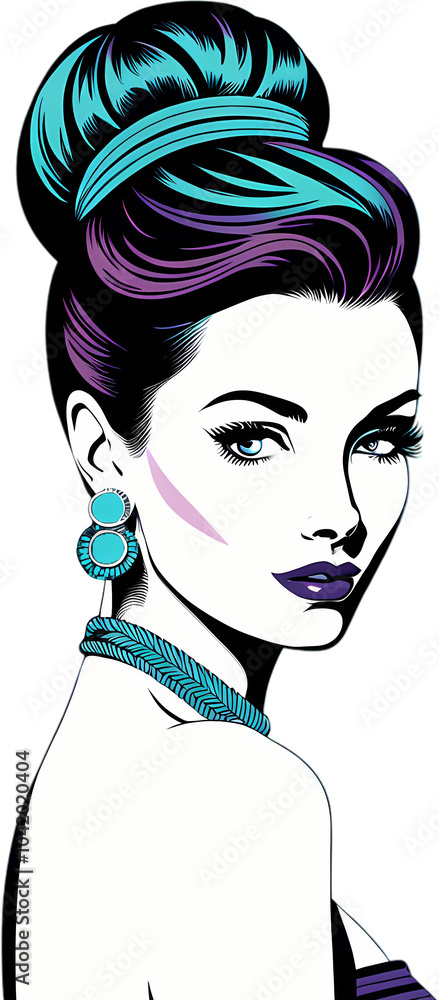 Vibrant Retro Glamour Woman - Modern Pop Art Illustration Vibrant Retro Glamour Woman - Modern Pop Art Illustration