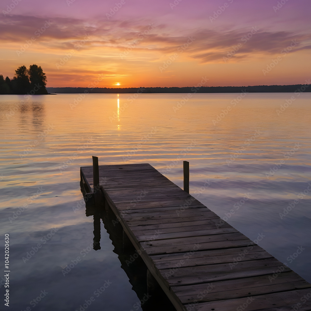 Fototapeta premium sunset on the lake