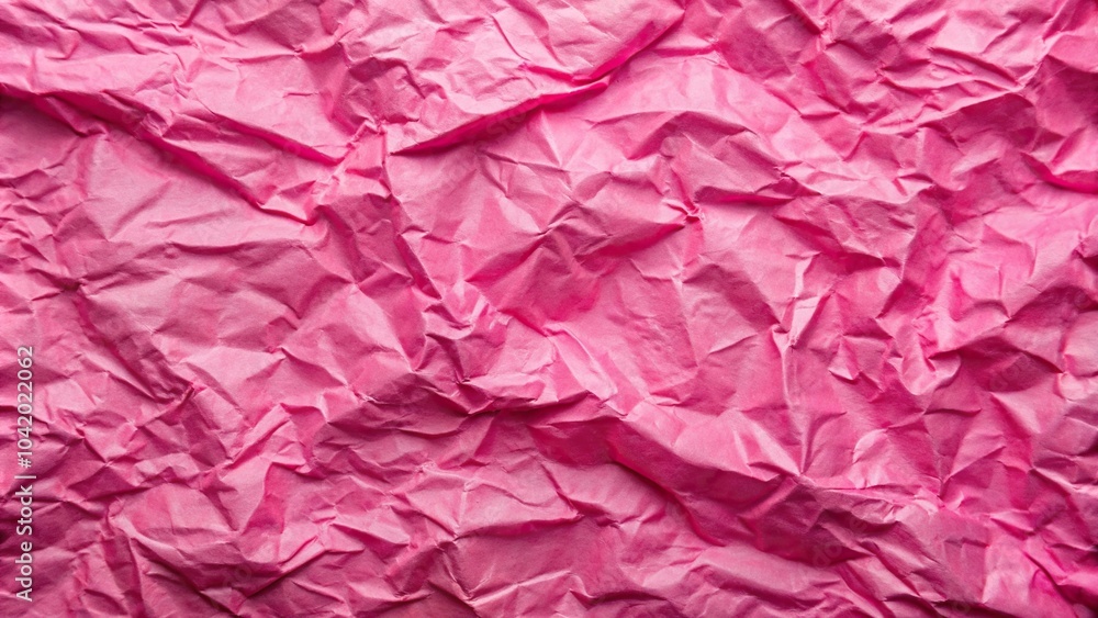 Fototapeta premium Pink crumpled paper texture background for design projects