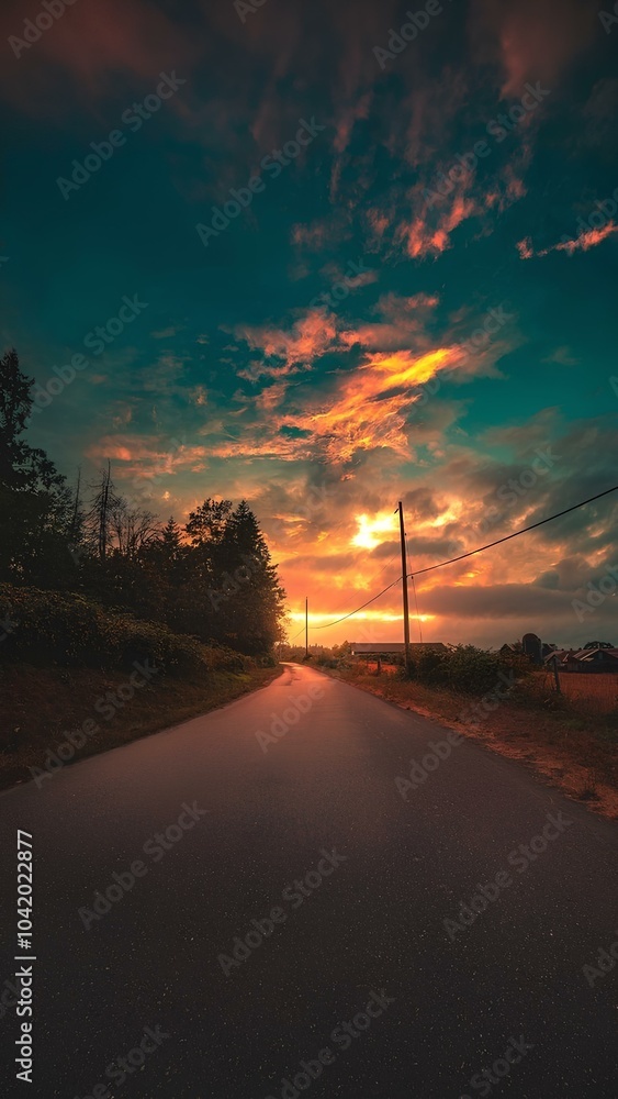 Obraz premium sunset on the road