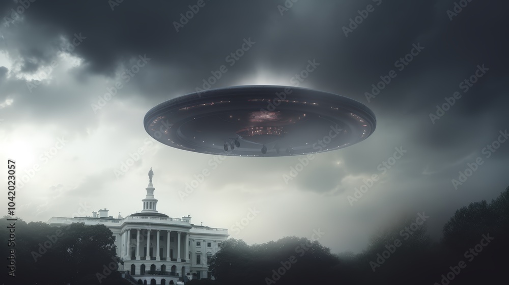 Naklejka premium The White House anomaly: UFO sighting captured in the nation's capital.