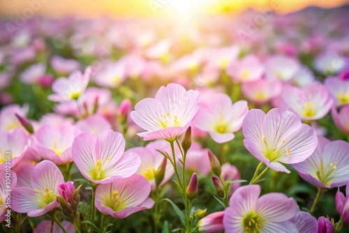 Wallpaper Mural Pink evening primrose flowers blooming under sunlight with shallow depth of field Torontodigital.ca