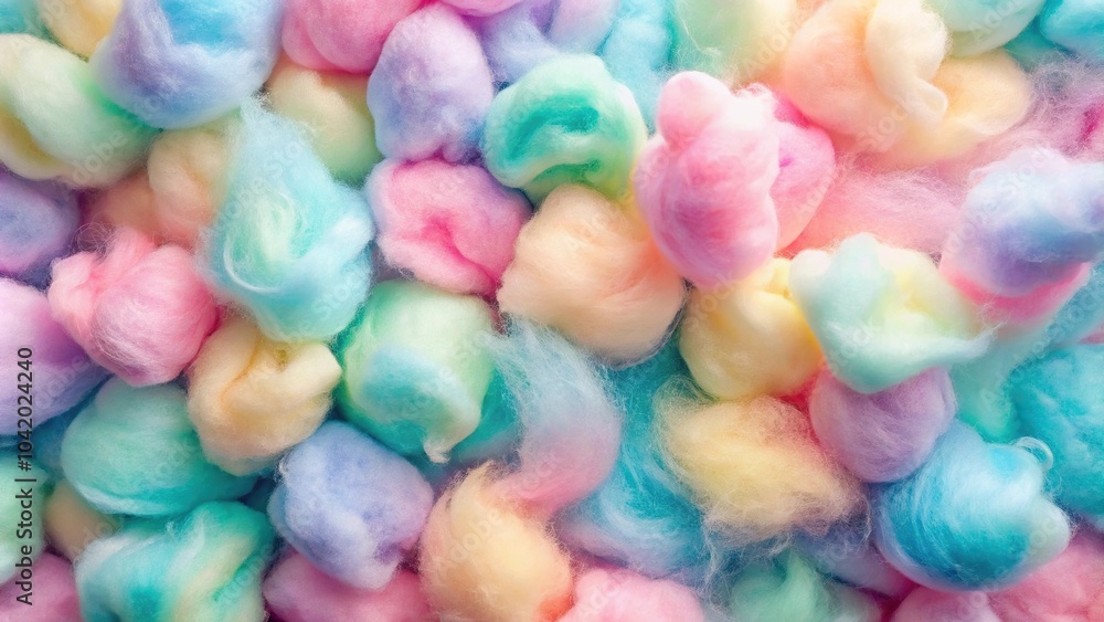Colorful cotton candy texture background in soft pastel colors from high angle view Colorful cotton candy texture background in soft pastel colors from high angle view