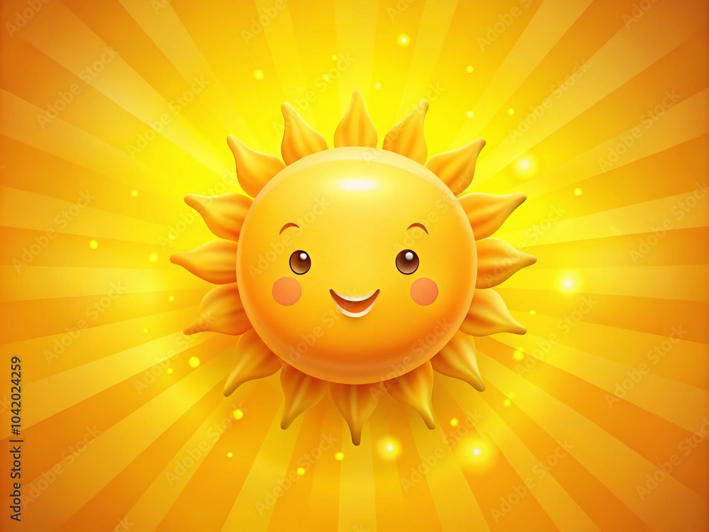 Smiling Sun with Beams - Vibrant Yellow and Orange Illustration for Bright Designs Smiling Sun with Beams - Vibrant Yellow and Orange Illustration for Bright Designs