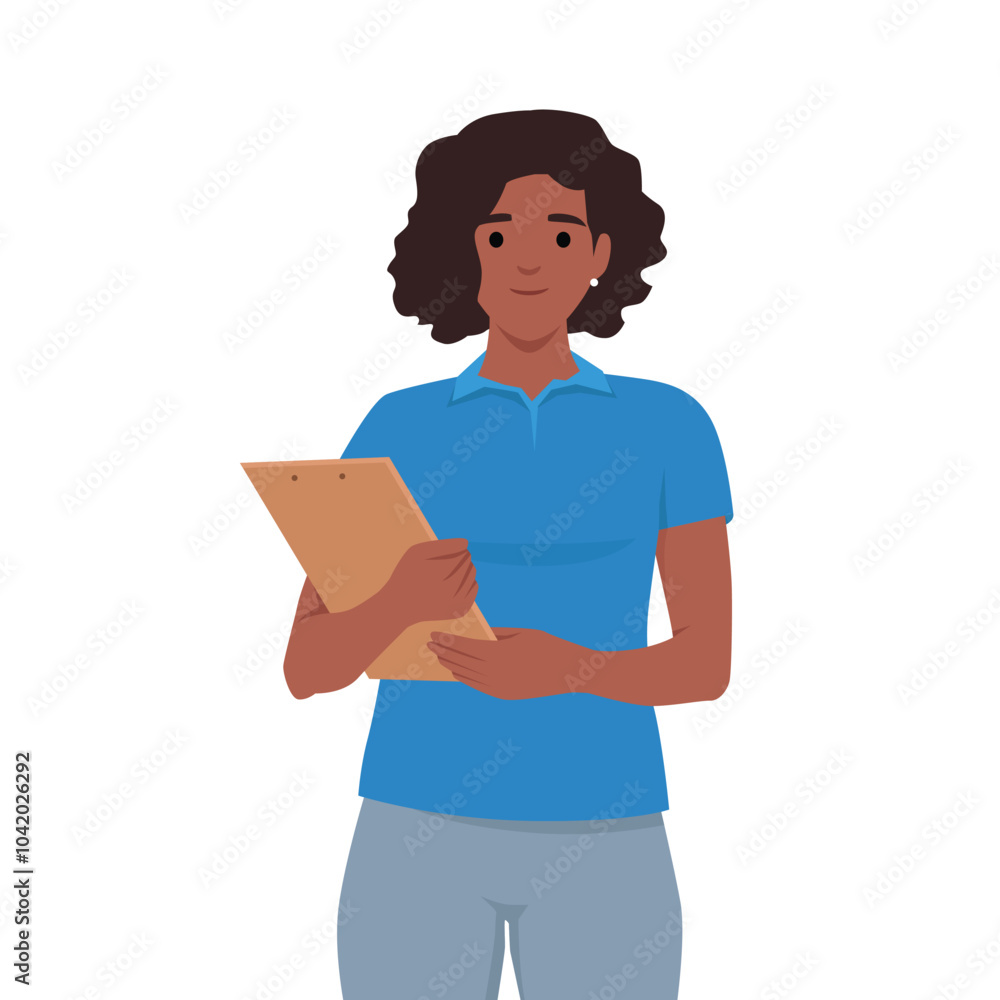 Woman physical education teacher coach. Flat vector illustration isolated on white background