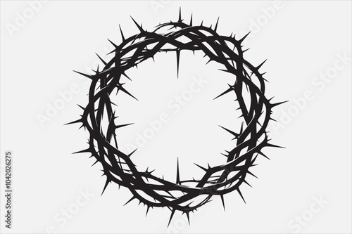 A minimalist black crown of thorns design.