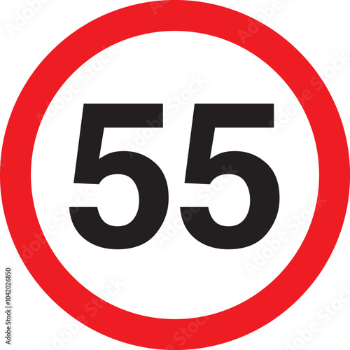 Maximum Speed ​​Limit Sign Maximum Speed ​​Limit 55 km Sign