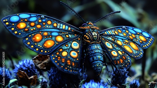 Close-Up of a Vibrant Butterfly with Intricate Wing Patterns