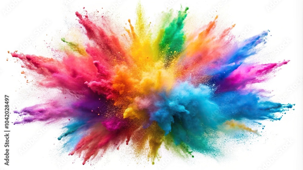 Fototapeta premium Colorful explosion of powder on a white background