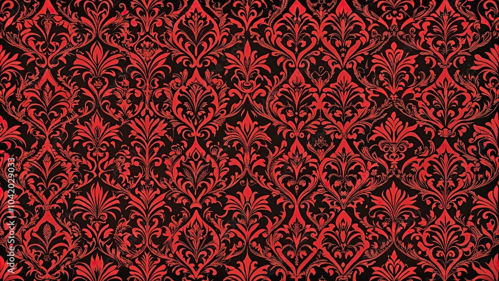 Reflected exquisite gothic repeating pattern in red and black Reflected exquisite gothic repeating pattern in red and black