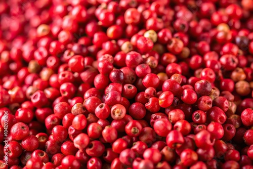 Pink or rose Brazilian red peppercorns from the Schinus terebinthifolius plant on a long shot photo