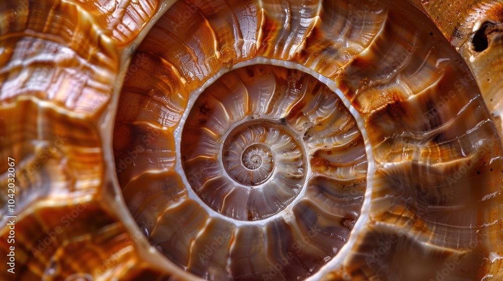 Nautilus shell in an abstract setting, showcasing its intricate spiral design. The shell's geometric pattern is a beautiful display of nature's artistry. Nautilus shell in an abstract setting, showcasing its intricate spiral design. The shell's geometric pattern is a beautiful display of nature's artistry.