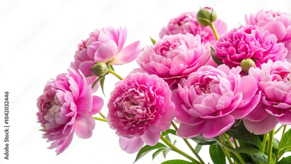 Pink peony flowers isolated on white background Closeup Pink peony flowers isolated on white background Closeup