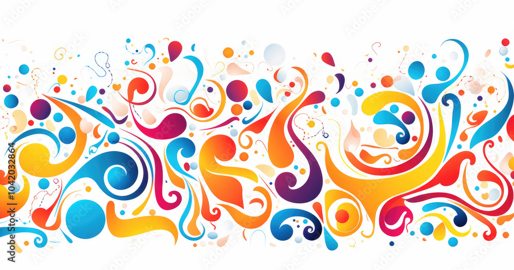Fototapeta premium A vibrant abstract design featuring colorful swirls and shapes isolated on white background, ideal for backgrounds or artistic projects.