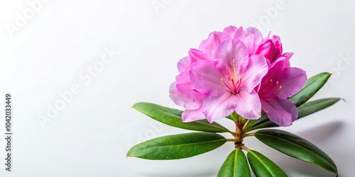 Pink Rhododendron Flower on White Background Minimalist