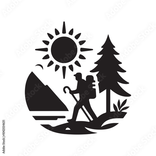 High-Quality Hiking Silhouette Vectors for T-Shirts, Posters, and Logos photo