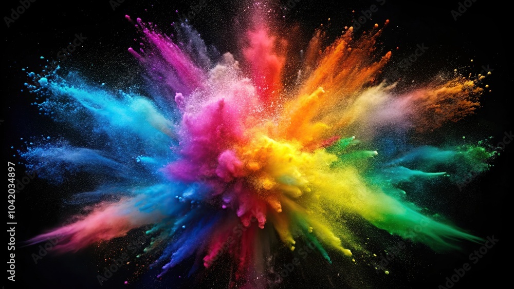 Colorful powder explosion with rainbow hues on a dark background Colorful powder explosion with rainbow hues on a dark background