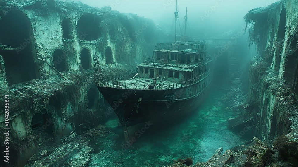Eerie Underwater Shipwreck: A Glimpse into the Depths Eerie Underwater Shipwreck: A Glimpse into the Depths