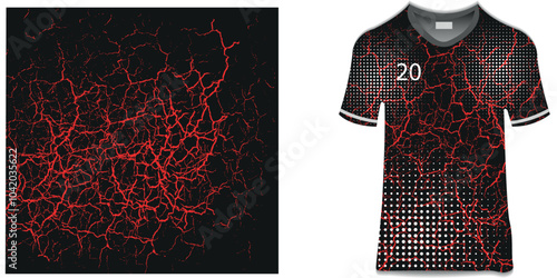 sublimation jersey design grunge brush red black halftone sporty modern racing abstract horror flashy lines motorsport car sticker livery game esport.