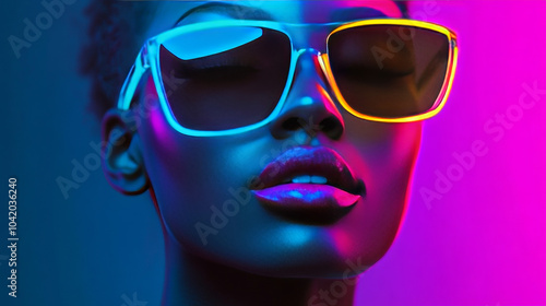 "Incorporate intense neon colors—electric blue, vivid magenta, neon green, hot pink, bright yellow, and fluorescent orange—with glowing edges that stand out against dark backgrounds."