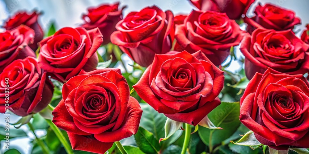 Obraz premium Stunning High Dynamic Range Red Roses on White Background for Floral Decor and Design Inspiration