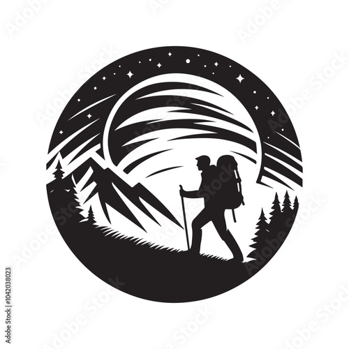 High-Quality Hiking Silhouette Vectors for T-Shirts, Posters, and Logos photo