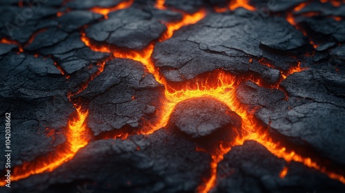 Radiant lava cracks the fiery heart of the earth unveiled