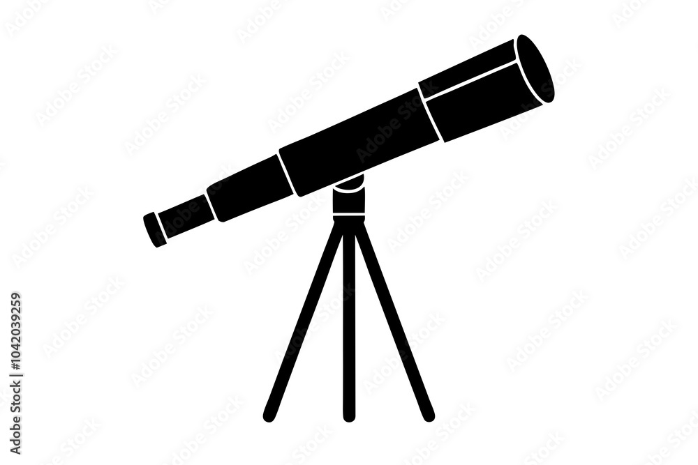 Telescope icon vector silhouette on white background Telescope icon vector silhouette on white background