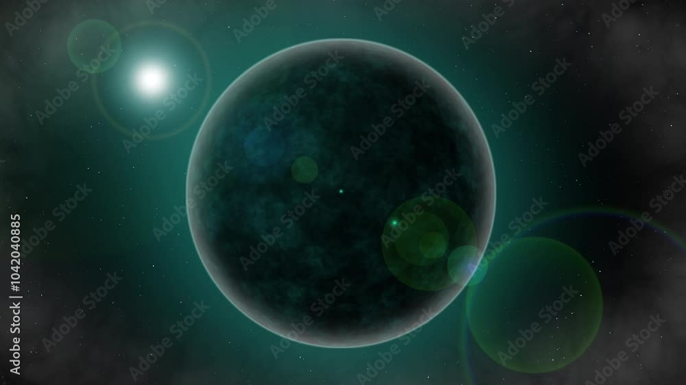 Animated cosmic scene with a dark planet Animated cosmic scene with a dark planet