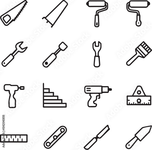 Mechanical tools icons collection and Hand Drawn Icon Pack